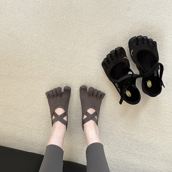 Pilates Yoga Home - Women's Criss-Cross Strappy Five-Toe Yoga Socks