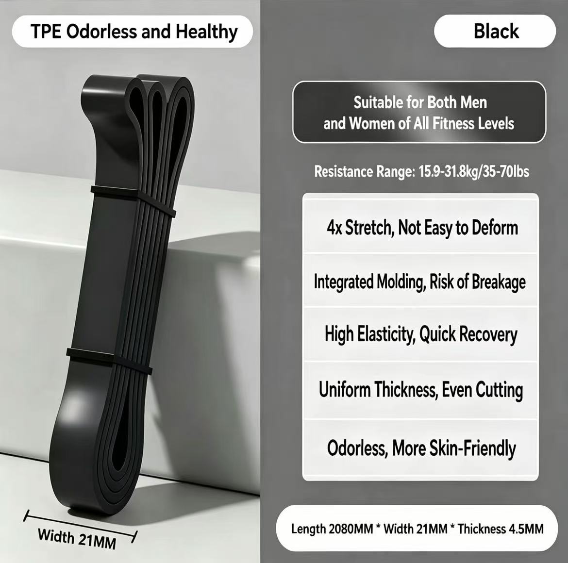 TPE Resistance Bands 6 Levels  - Pilates And Yoga Difference 评论和价格