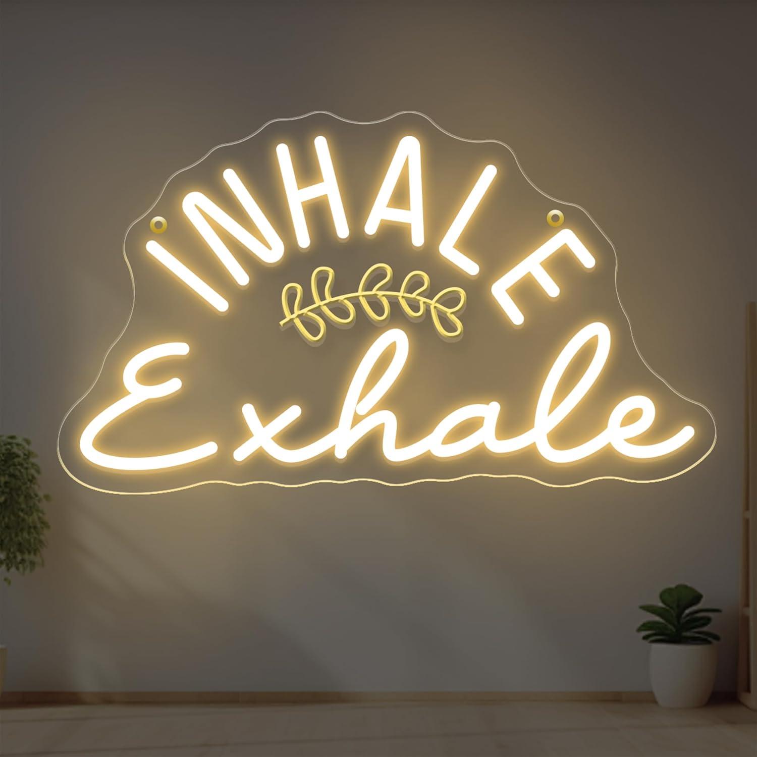 Inhale Exhale Neon Sign Dimmab - Pilates Yoga Wellness 评论和价格