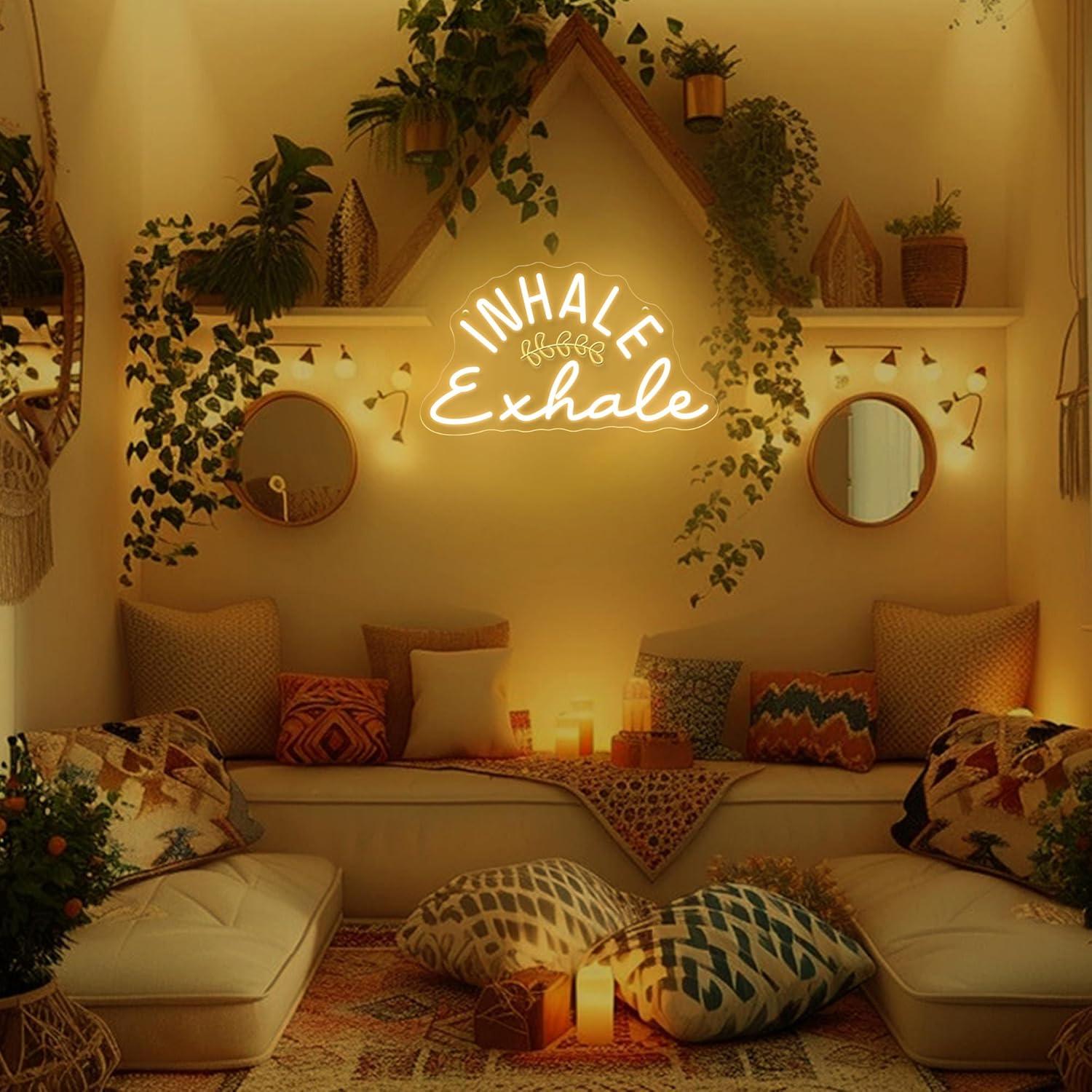 Inhale Exhale Neon Sign Dimmab - Pilates Yoga Wellness 评论和价格