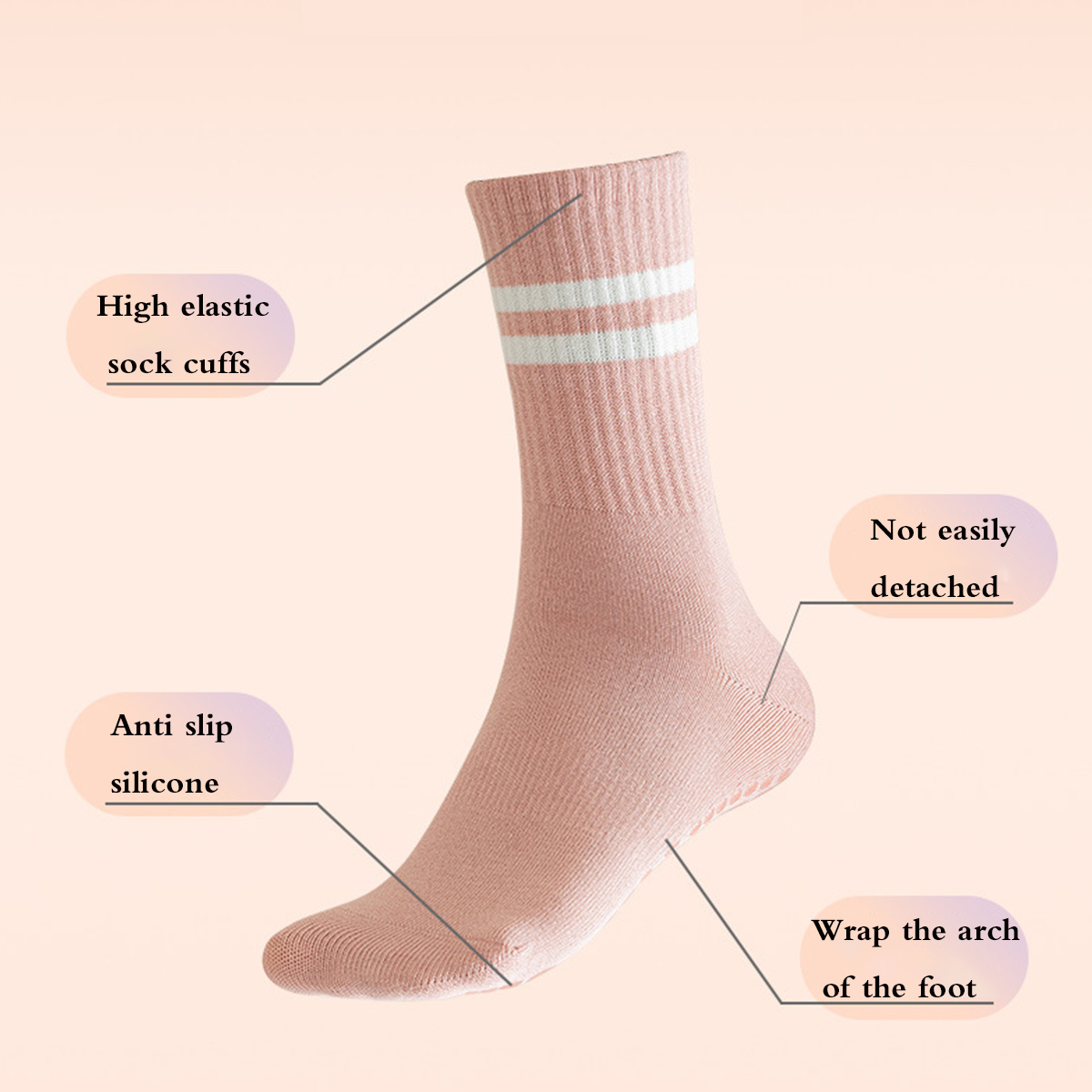 Pilates Socks with Grips for W - Pilates Yoga And Barre 评论和价格