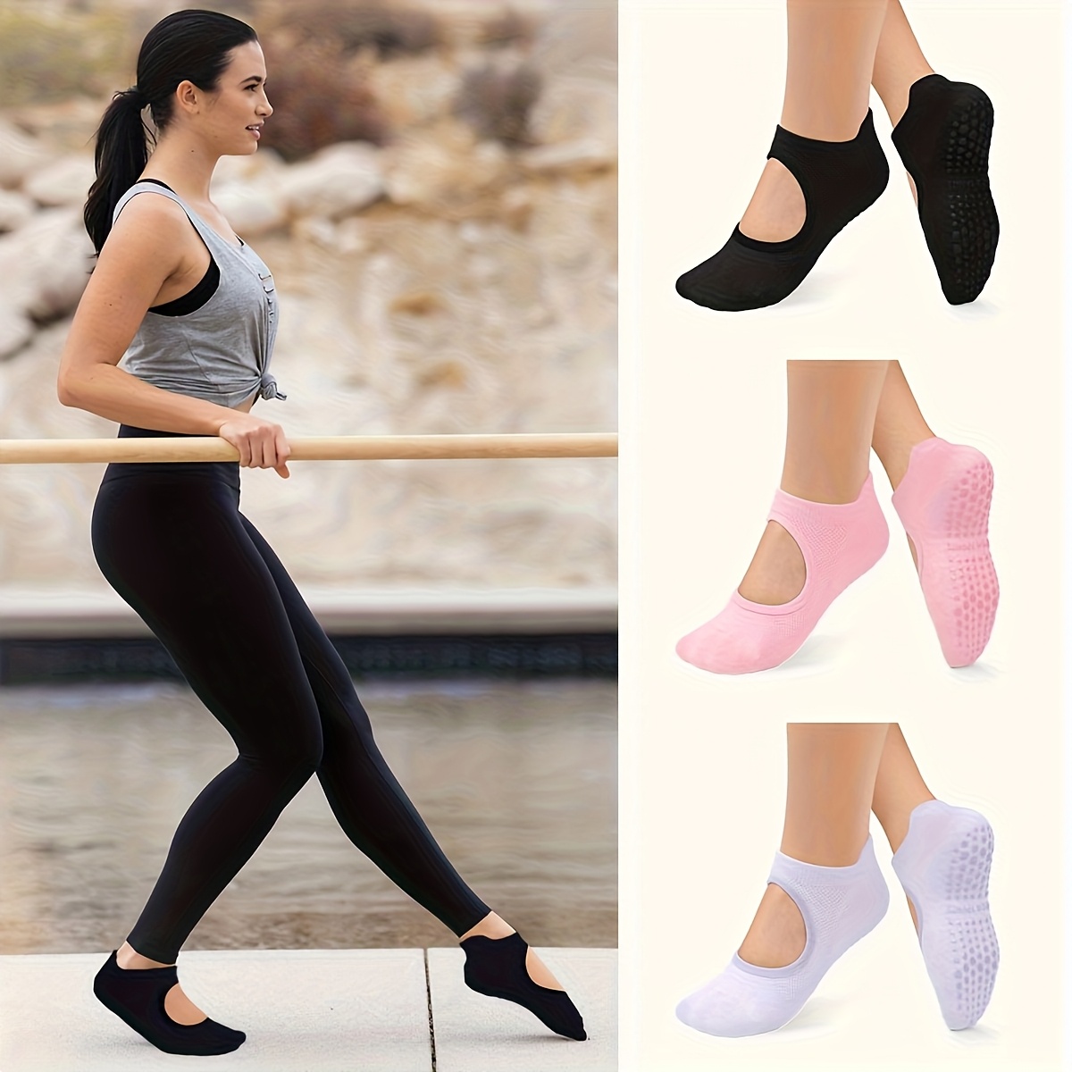 Non Slip Grip Women Socks for  - Pilates Yoga And Barre 评论和价格