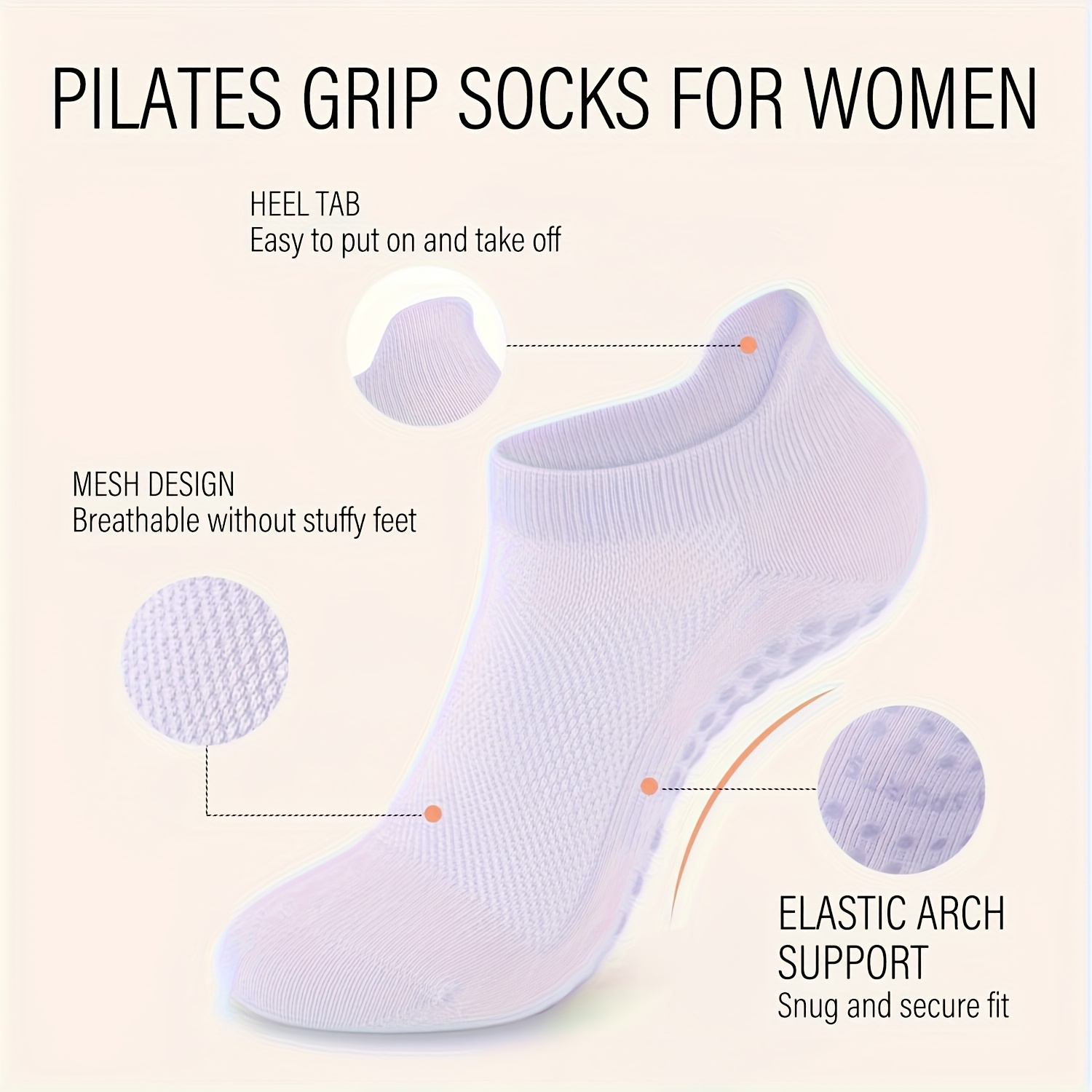 1 Pairs Grip Pilates Socks for - Pilates Yoga And Barre 评论和价格