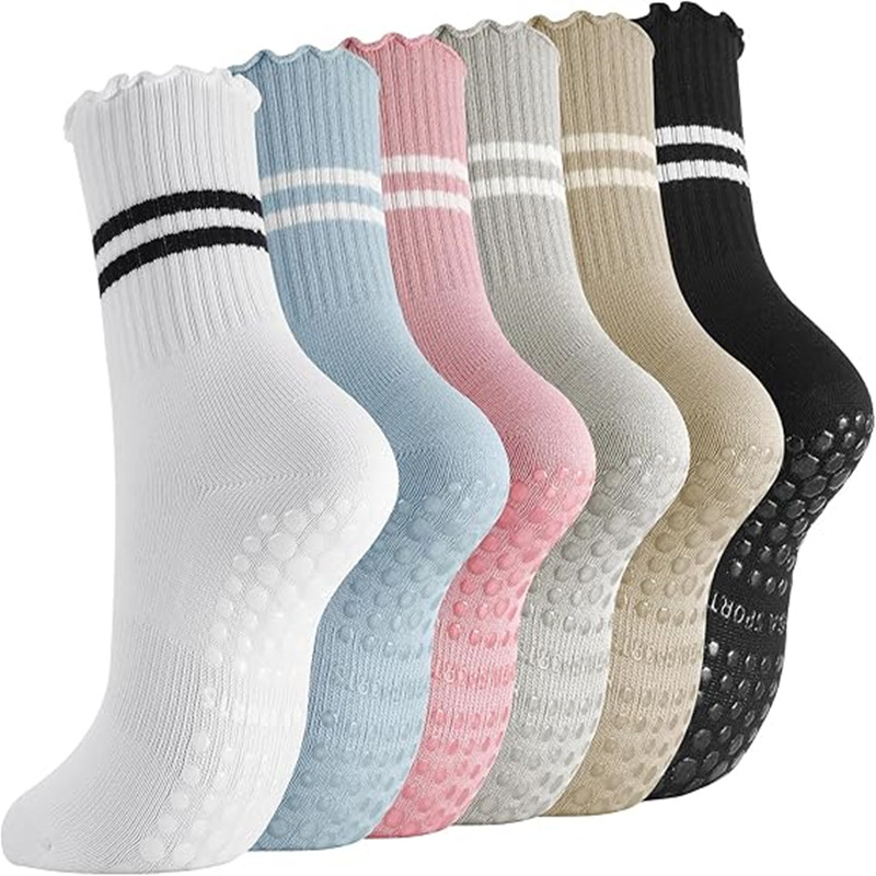 1 Pairs Stripe Ruffle Pilates  - Pilates Yoga And Barre 评论和价格