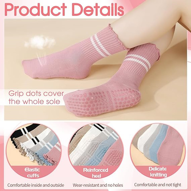 1 Pairs Stripe Ruffle Pilates  - Pilates Yoga And Barre 评论和价格